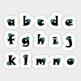 Marine Blue Flower Alphabet (on) - lower case 1/2 Sticker